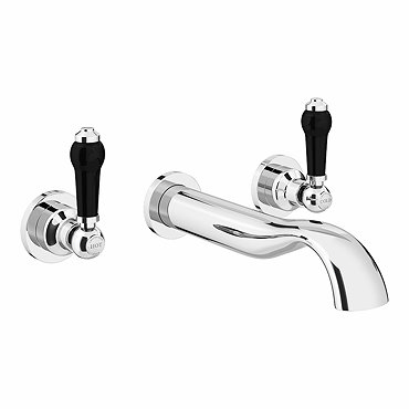 Chatsworth 1928 Traditional Wall Mounted Black Lever Basin Mixer Tap  Profile Large Image