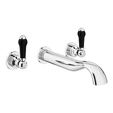Chatsworth 1928 Traditional Wall Mounted Black Lever Bath Filler Tap  Profile Large Image