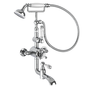 Chatsworth 1928 Traditional Wall Mounted Thermostatic Bath Shower Mixer - Chrome