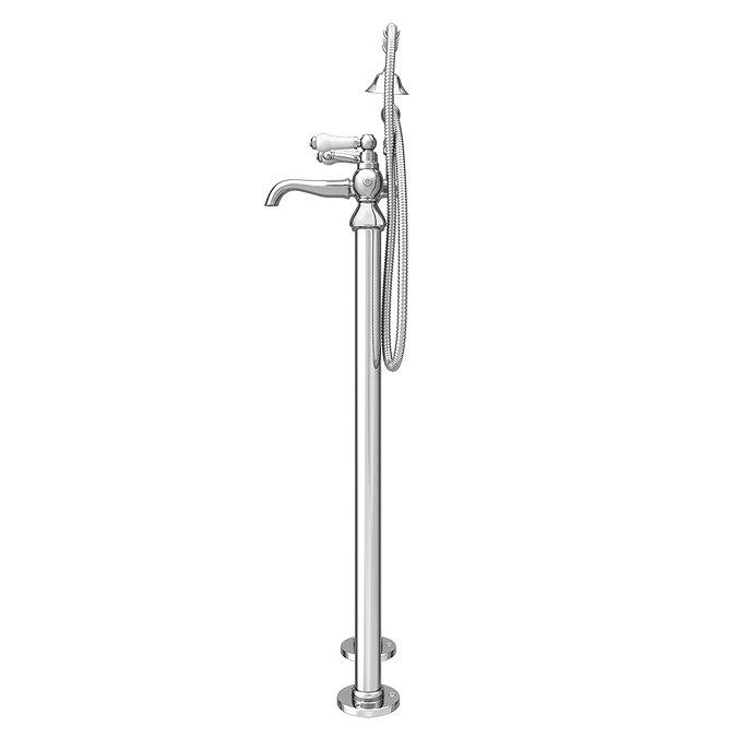 Chatsworth 1928 Traditional White Lever Freestanding Bath Shower Mixer Tap  In Bathroom Large Image