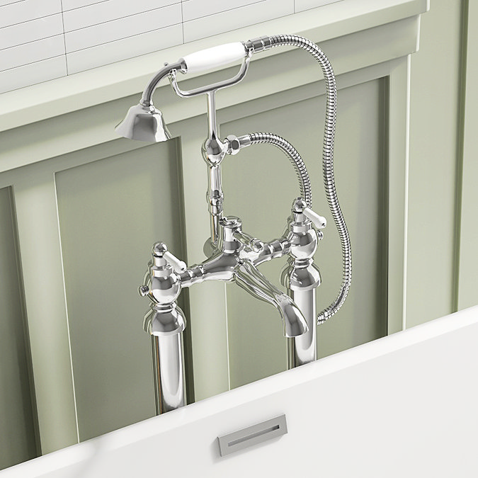 Chatsworth 1928 Traditional White Lever Freestanding Bath Shower Mixer Tap