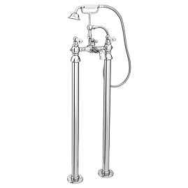 Chatsworth 1928 Traditional White Lever Freestanding Bath Shower Mixer Tap Large Image