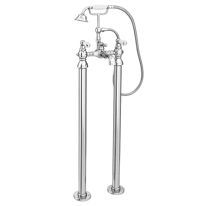 Chatsworth 1928 Traditional White Lever Freestanding Bath Shower Mixer Tap Large Image