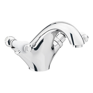 Chatsworth 1928 Traditional White Lever Mono Basin Mixer Tap + Waste  Feature Large Image