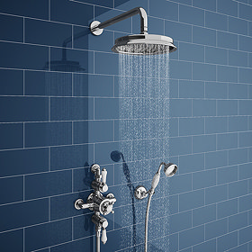 Chatsworth 1928 Triple Exposed Thermostatic Shower (inc. Valve, Elbow, Handset + Fixed Shower Head) 