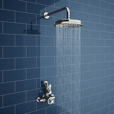 Chatsworth 1928 Twin Exposed Thermostatic Shower Pack (Inc. Valve, Elbow + Fixed Shower Head)  Profi