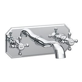 Chatsworth 1928 Wall Mounted Crosshead Basin Mixer Tap with Faceplate - Chrome