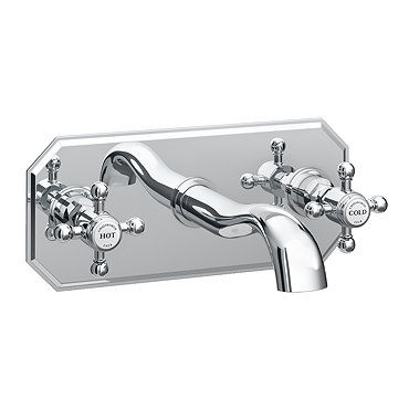 Chatsworth 1928 Wall Mounted Crosshead Basin Mixer Tap with Faceplate - Chrome