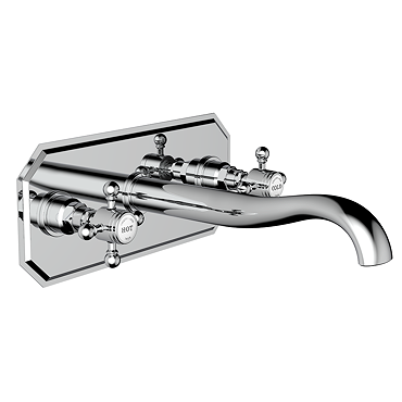 Chatsworth 1928 Wall Mounted Crosshead Basin Mixer Tap with Faceplate - Chrome