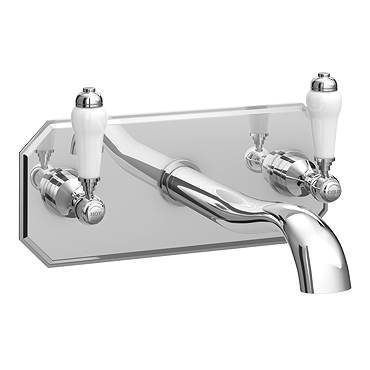 Chatsworth 1928 Wall Mounted Lever Basin Mixer Tap with Faceplate - Chrome