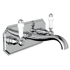 Chatsworth 1928 Wall Mounted Lever Basin Mixer Tap with Faceplate - Chrome