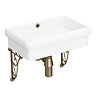 Chatsworth 450mm Wall Hung 0TH Basin Gloss White with Antique Brass Wall Brackets