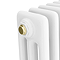 Chatsworth 450 x 1010mm Cast Iron Style 3 Column White Radiator - Brushed Brass Wall Stay Brackets and Thermostatic Valves