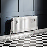 Chatsworth 450 x 1010mm Cast Iron Style 3 Column White Radiator - Chrome Wall Stay Brackets and Thermostatic Valves
