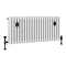 Chatsworth 450 x 1010mm Cast Iron Style 3 Column White Radiator - Rustic Brass Wall Stay Brackets and Thermostatic Valves