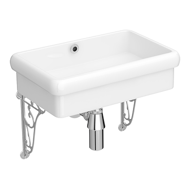 Chatsworth 450mm Wall Hung 0TH Basin Gloss White with Chrome Wall Brackets