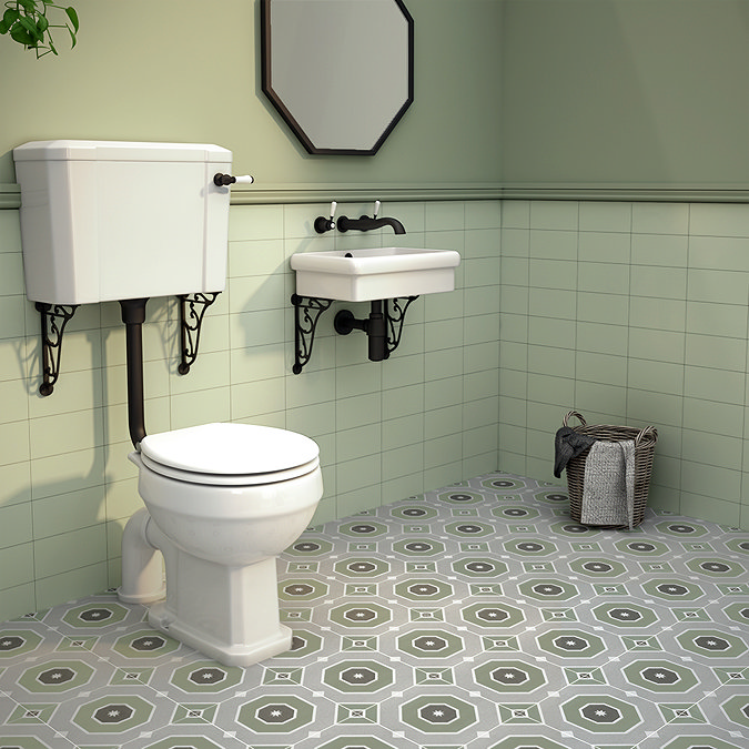 Chatsworth 450mm Wall Hung 0TH Basin Gloss White with Matt Black Wall Brackets