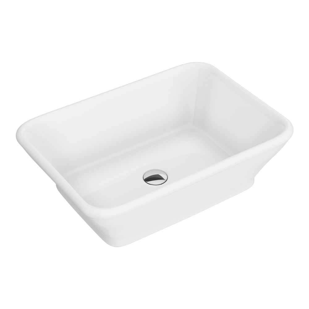 Chatsworth 535 x 390mm Traditional Rectangular Countertop Basin Gloss White