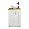Chatsworth 545 Grey Countertop Vanity with Worktop, Round Basin & Matt Black Handles