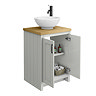 Chatsworth 545 Grey Countertop Vanity with Worktop, Round Basin & Matt Black Handles