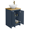 Chatsworth 545mm Blue Countertop Vanity with Worktop, Round Basin & Antique Brass Handles