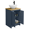Chatsworth 545mm Blue Countertop Vanity with Worktop, Round Basin & Matt Black Handles