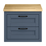 Chatsworth 545mm Blue Wall Hung Countertop Vanity with Beech Worktop & Matt Black Handles