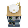 Chatsworth 545mm Blue Wall Hung Countertop Vanity with Worktop, Round Basin & Brushed Brass Handles