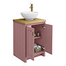 Chatsworth 545mm Dusky Pink Countertop Vanity with Worktop, Round Basin & Antique Brass Handles
