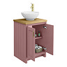 Chatsworth 545mm Dusky Pink Countertop Vanity with Worktop, Round Basin & Brushed Brass Handles