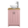 Chatsworth 545mm Dusky Pink Countertop Vanity with Worktop, Round Basin & Chrome Handles