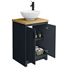 Chatsworth 545mm Graphite Countertop Vanity with Worktop, Round Basin & Matt Black Handles