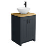 Chatsworth 545mm Graphite Countertop Vanity with Worktop, Round Basin & Matt Black Handles