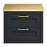 Chatsworth 545mm Graphite Wall Hung Countertop Vanity with Beech Worktop & Brushed Brass Handles