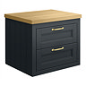 Chatsworth 545mm Graphite Wall Hung Countertop Vanity with Beech Worktop & Brushed Brass Handles