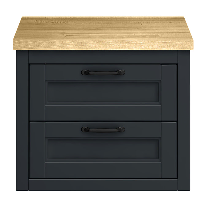 Chatsworth 545mm Graphite Wall Hung Countertop Vanity with Beech Worktop & Matt Black Handles