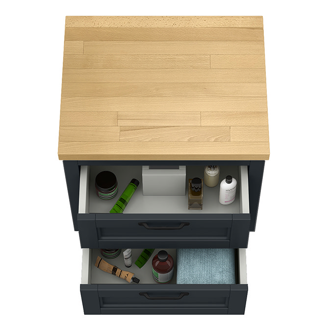 Chatsworth 545mm Graphite Wall Hung Countertop Vanity with Beech Worktop & Matt Black Handles