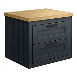 Chatsworth 545mm Graphite Wall Hung Countertop Vanity with Beech Worktop & Matt Black Handles
