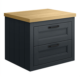 Chatsworth 545mm Graphite Wall Hung Countertop Vanity with Beech Worktop & Matt Black Handles