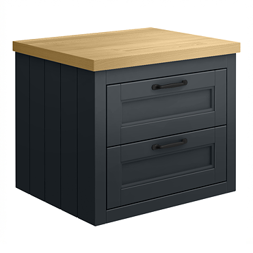 Chatsworth 545mm Graphite Wall Hung Countertop Vanity with Beech Worktop & Matt Black Handles