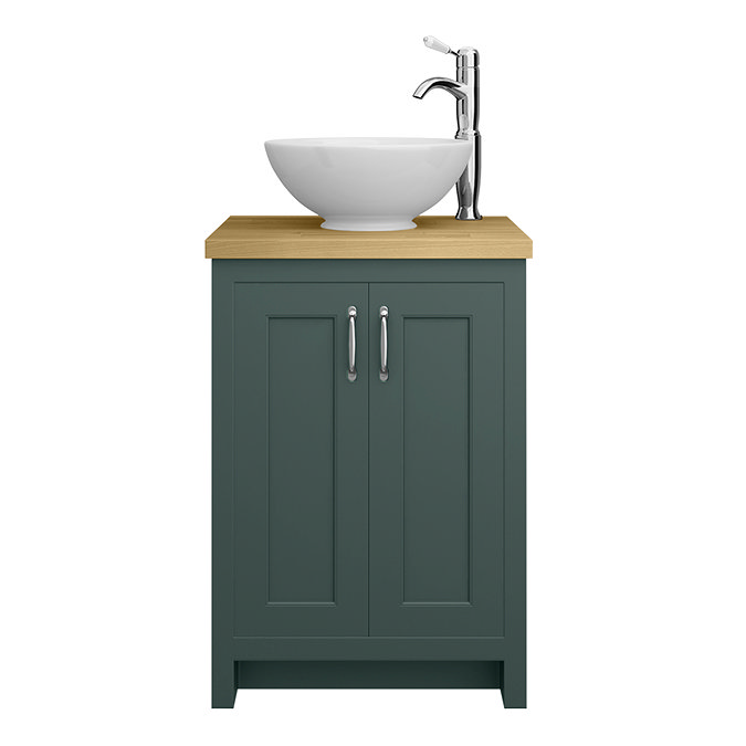Chatsworth 545mm Green Countertop Vanity with Worktop, Round Basin & Chrome Handles