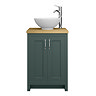 Chatsworth 545mm Green Countertop Vanity with Worktop, Round Basin & Chrome Handles