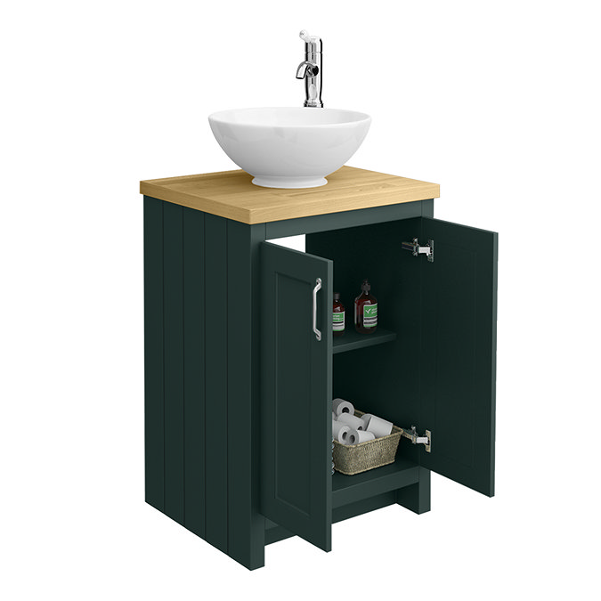 Chatsworth 545mm Green Countertop Vanity with Worktop, Round Basin & Chrome Handles