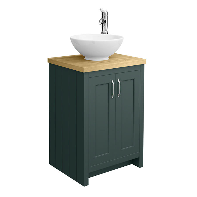 Chatsworth 545mm Green Countertop Vanity with Worktop, Round Basin & Chrome Handles