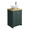 Chatsworth 545mm Green Countertop Vanity with Worktop, Round Basin & Chrome Handles