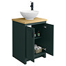 Chatsworth 545mm Green Countertop Vanity with Worktop, Round Basin & Matt Black Handles
