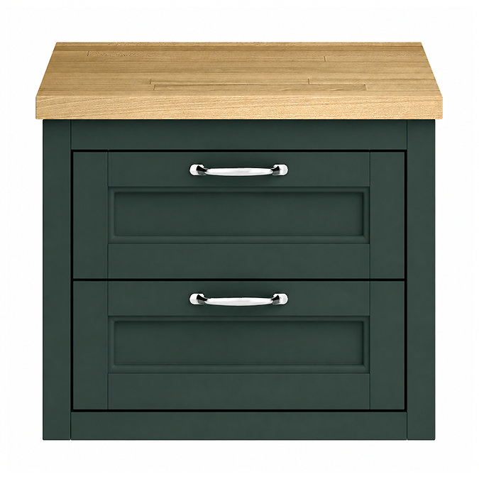 Chatsworth 545mm Green Wall Hung Countertop Vanity with Beech Worktop & Chrome Handles