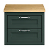 Chatsworth 545mm Green Wall Hung Countertop Vanity with Beech Worktop & Chrome Handles