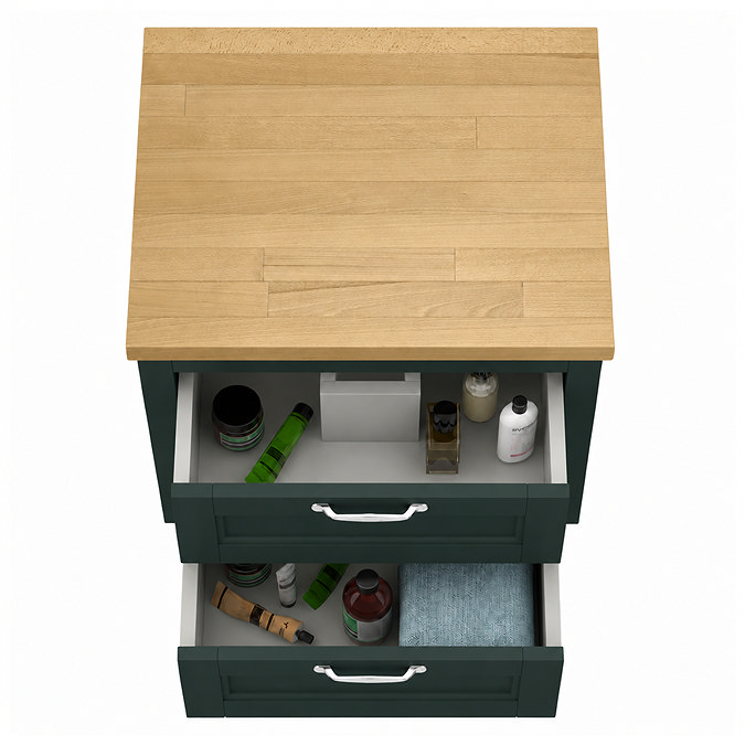 Chatsworth 545mm Green Wall Hung Countertop Vanity with Beech Worktop & Chrome Handles