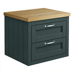 Chatsworth 545mm Green Wall Hung Countertop Vanity with Beech Worktop & Chrome Handles